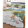 thumbnail image 3 of Quilts Queen Size, Beach Ocean Soft Comforter Bedding Set for Bed, Blue Sea Sunflower Modern Country Green Lightweight Quilted Bedspread with Pillow Cover(2 Pieces) for All Season, 90x96 Inch, 3 of 6