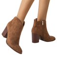 thumbnail image 3 of NOKIO Women Pointed Toe Ankle B𝗈𝗈𝑡𝑠 Mid Block Heel Side Zipper B𝗈𝗈𝑡𝑠 Fall Winter Che𝗅sea Bootie Side V Cutout Chun𝗄𝗒 Booties Comfy S𝗅ip On Short Boot Fashion Casual Work Booties, 3 of 9