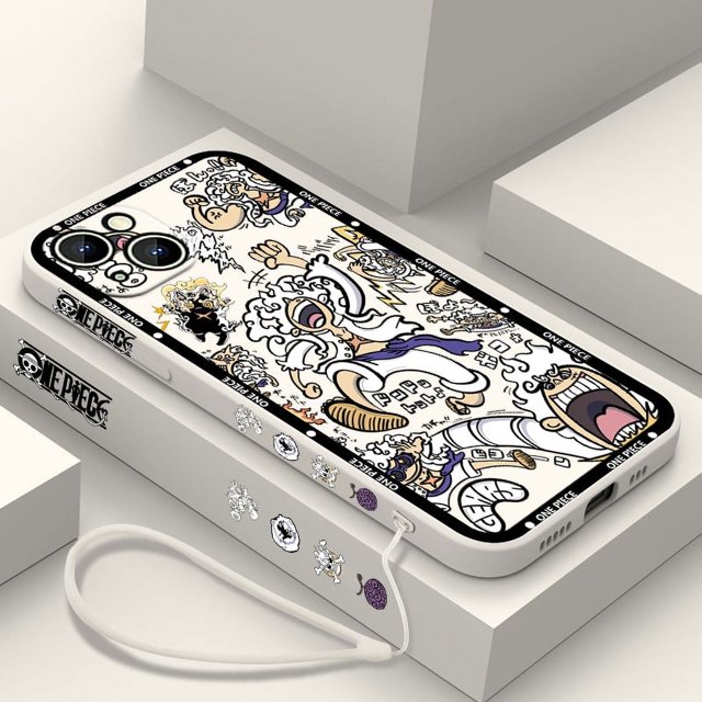 Ones Pieces Luffys Gear 5 Phone Case For Apple iPhone 15 14 13 12 11 Pro Max Plus 8 7 SE Liquid Left Rope Capa Cover