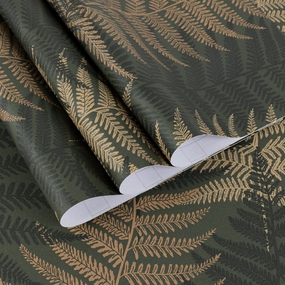 UMIGGEE Floral Wallpaper Peel and Stick Floral Dark Green Wallpaper Self Adhesive Wall Paper Contact Paper 17.3-in x 118-in Home Decor Wall Covering Old Furniture Renovation