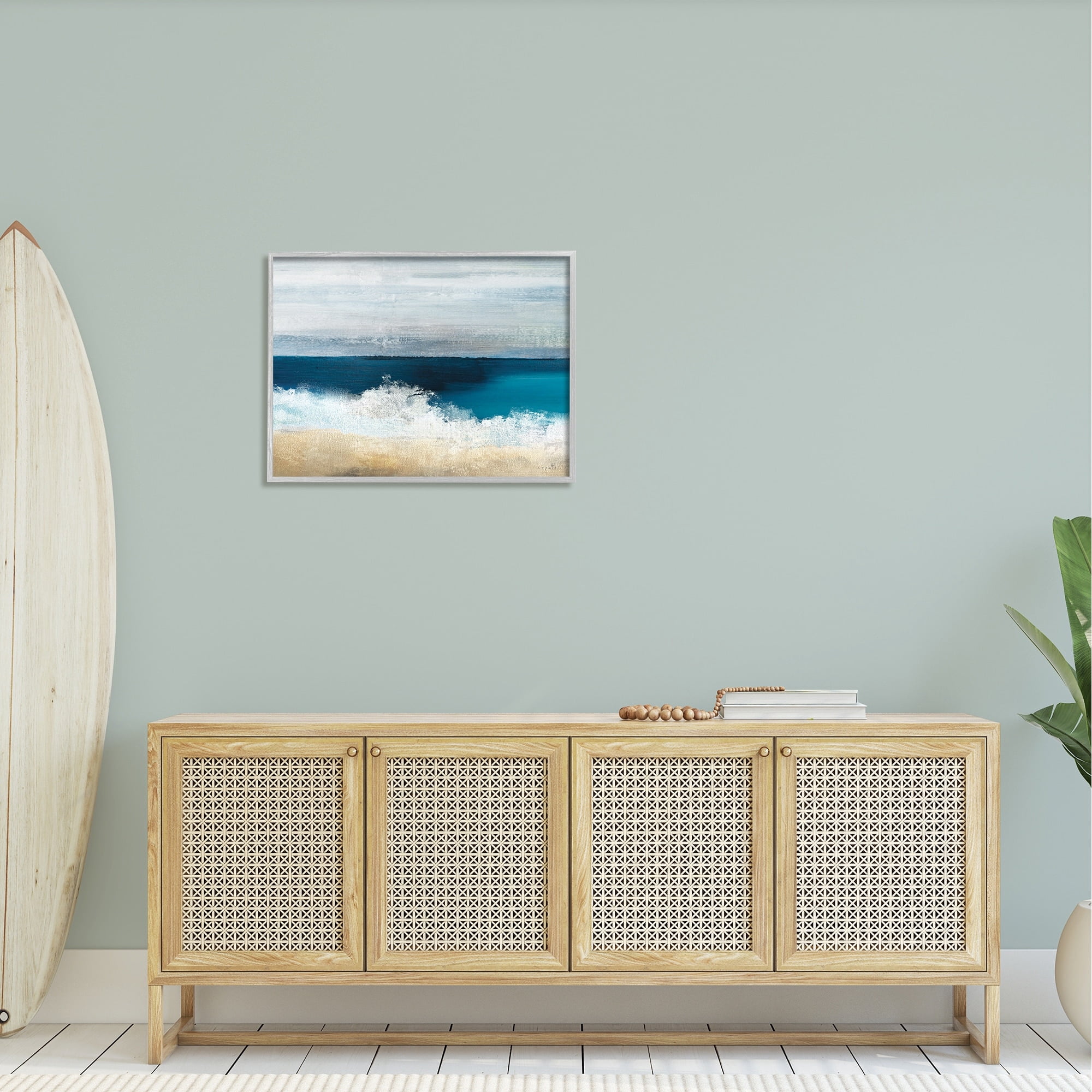 Stupell Industries Beach Waves Crashing Foam Panoramic Ocean View Painting Gray Framed Art Print Wall Art, Design by Sophie 6
