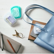 Stasher Premium Food-Safe Reusable Silicone Pocket Travel Bags, 2 Pack, Clear + Aqua, 4 oz
