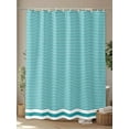thumbnail image 4 of Fsddascl Farmhouse Aqua White Striped Shower Curtain Set - 66" x 72" Washable Bathtub Curtain with 12 Hooks, Modern Stripes Waterproof Fabric Stall Shower Curtains for Bathroom/Bathtub Décor, 4 of 6
