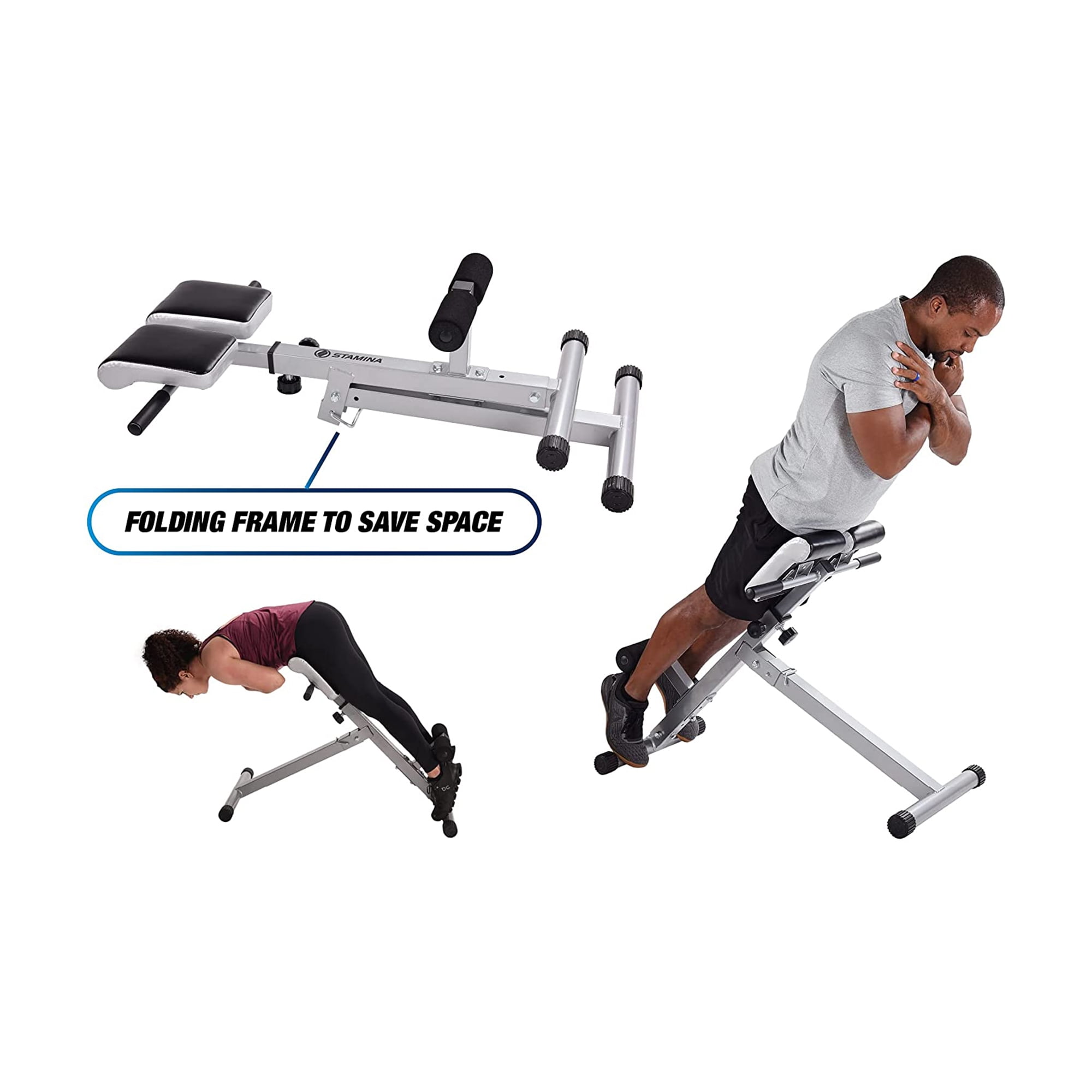 Stamina Products Adjustable Hyperextension Padded Fitness Exercise Bench