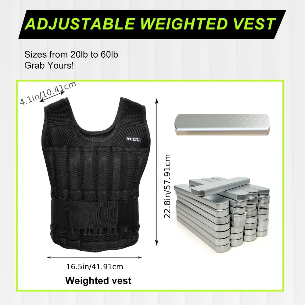 BeatBoost Men 30lb Adjustable Weight Vest with Steel Plates for Walking Strength Running Workout Trainers Fitness