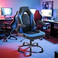 thumbnail image 6 of COCOKUN Gaming Chair with Adjustable PU Leather Seat, Flip-Up Armrests, and Swivel Design, Perfect for Home Office, Gaming, or Entertainment – Ideal for Adults, Kids, and Gamers, Black/Blue, 6 of 8