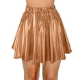 thumbnail image 3 of Bmisegm Carnival Women's Fashion High Waist Pleated Solid Color Short Skirt Loose Skirt Metallic Skater Skirt Sparkly Shiny Flared Pleated A Line Mini Skort Womens Skirts Coffee S, 3 of 3