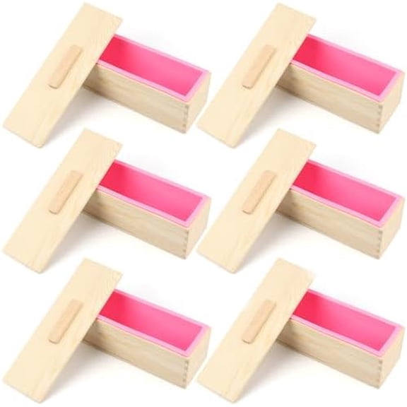 Soap Loaf moldss, 42 oz Soap moldss for Soap Making with Wooden Boxes, Set of 6, Soap Bar moldss Can Be Used for Homemade Soap Produce, Soap Making, Ideal Size and Large Capacity.$$Art & Craft