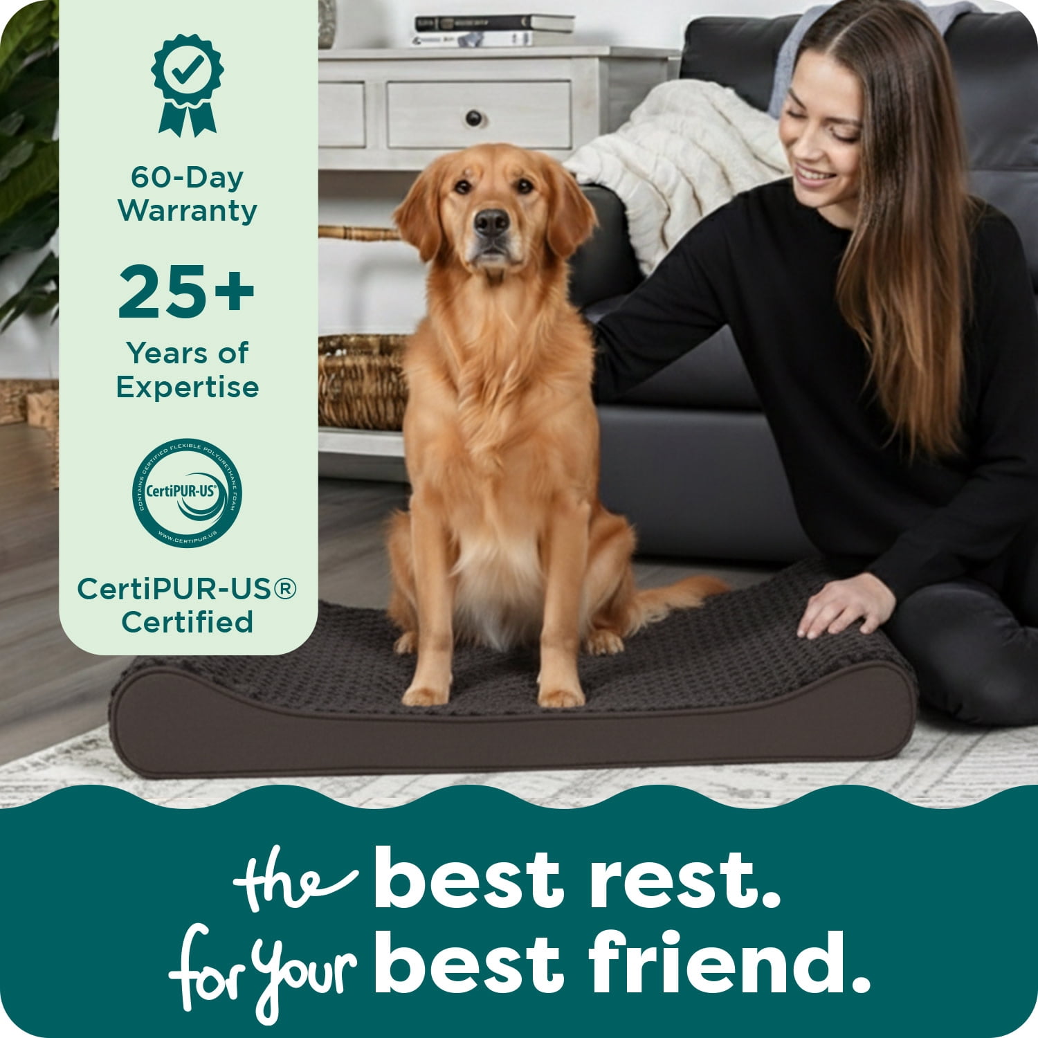 FurHaven Pet Dog Bed | Orthopedic Ultra Plush Luxe Lounger Pet Bed for Dogs & Cats, Chocolate, Jumbo