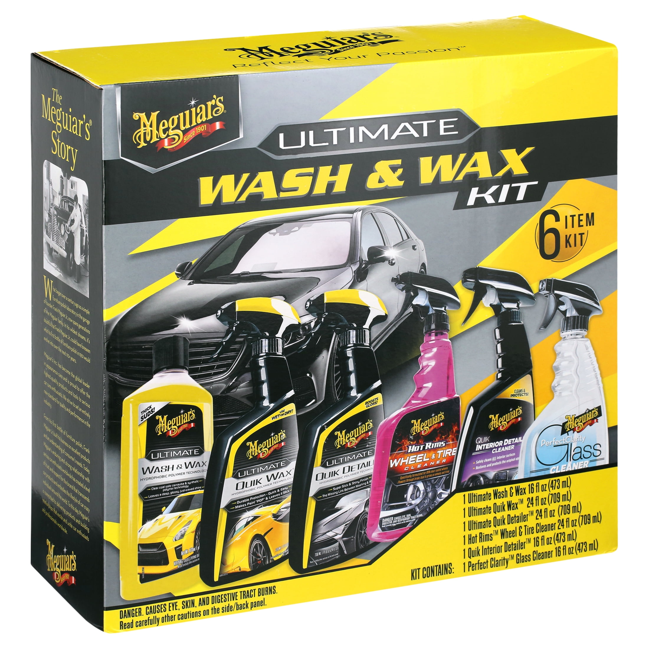 Meguiar's Classic Wash & Wax Kit, Car Cleaning Kit with Car Wash Soap and  Wax, Includes Other Car Cleaning Products Like Detail Spray, Interior