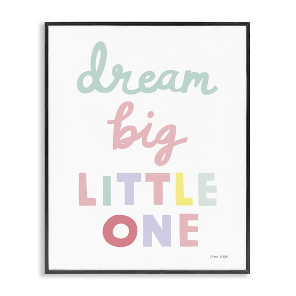 Stupell Industries Minimalist Dream Big Little One Phrase Children's Pastel Typography Black Framed Giclee Art, 11 x 14, by Ann Kelle