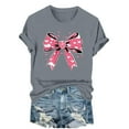 thumbnail image 2 of Odbmxy T-Shirts Women Short Sleeve Valentine's Day Women's Plus Size Tops Loose Soft Bow Print Casual Gray Festivals Shirts, 2 of 6