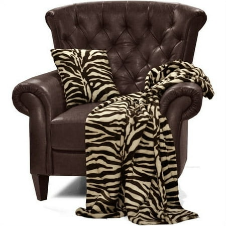 2-Piece Faux Fur Pillow & Throw Set, Zebra