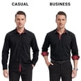 thumbnail image 5 of Mens Black Dress Shirts Long Sleeve Casual Regular Fit Shirt with Paisley Contrast and Pocket, 5 of 9