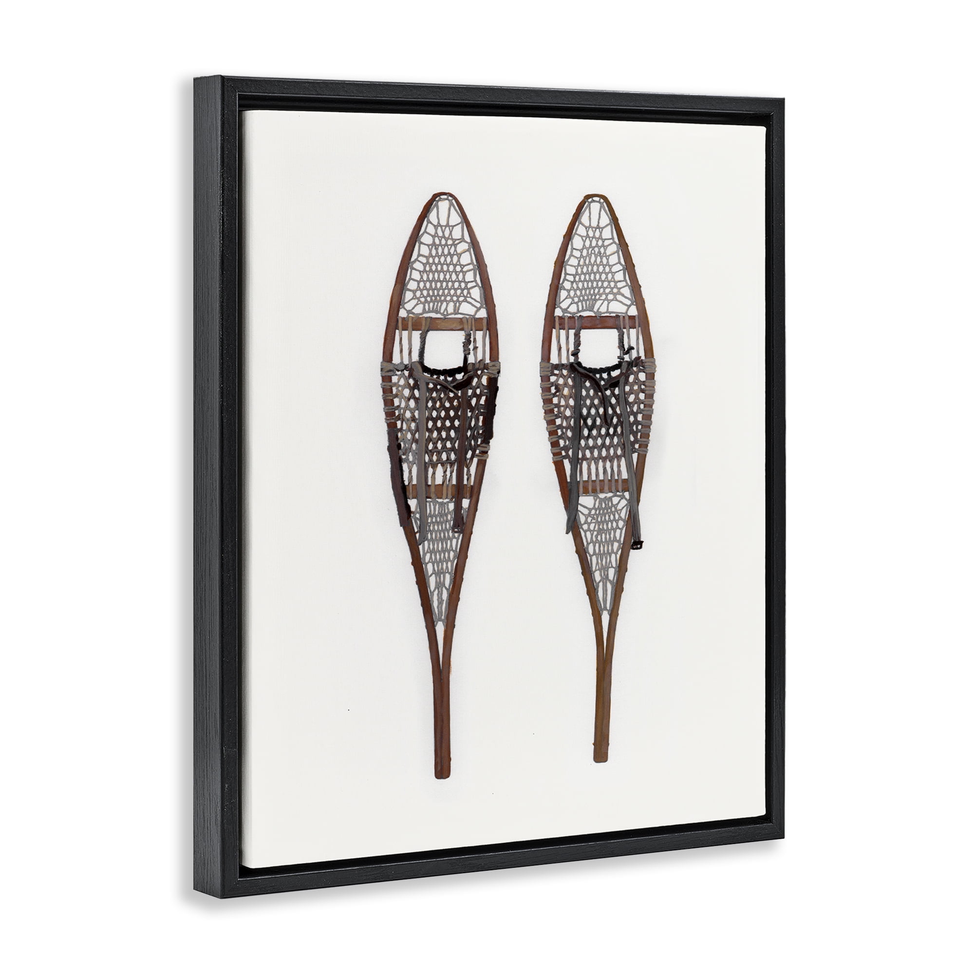 Stupell Industries Minimal Winter Snow Shoes Sports Painting Black Floater Framed Canvas Art Prints Wall Art, 17 x 21