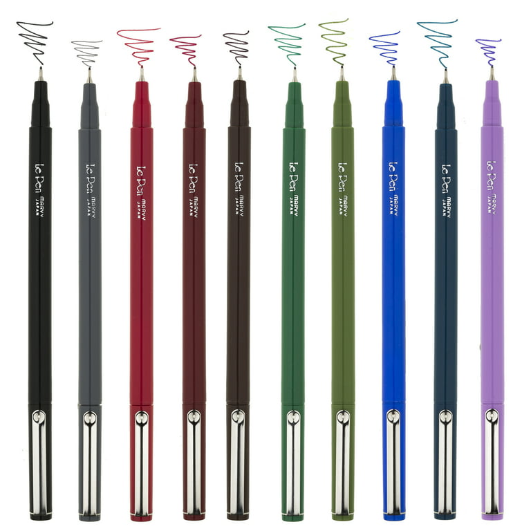 Marvy, Uchida, Le Pen, LePen, Felt Tip Pens, Pastel Color, Medium Point,  .3mm,10 Count 