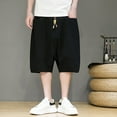thumbnail image 3 of Angala Mens Shorts Solid Color Elastic Waist Shorts Summer Breathable Seaside Holiday Casual Mens Shorts Size 4Xl Black, 3 of 6