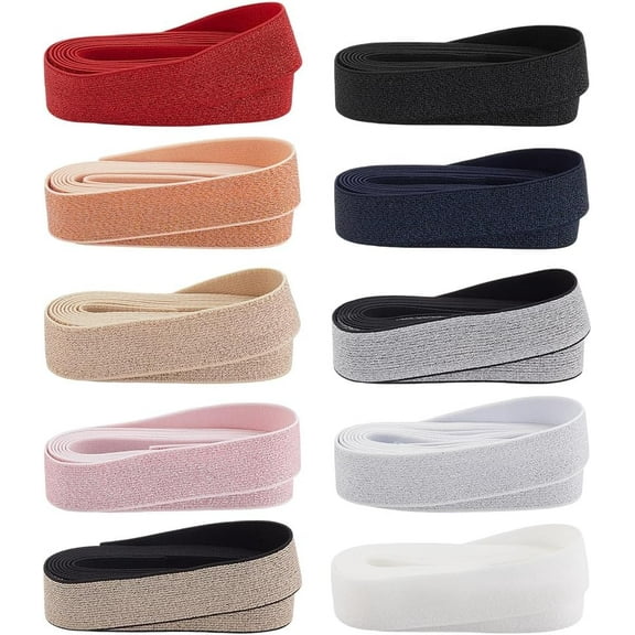 10 Colors 20 Yards Glitter Elastic Ribbon 1 inch Wide Sewing Elastic Bands Flat Metallic Elastic Strap Decorative Knit Stretch Elastic Bands for Sewing Crafting Waistband