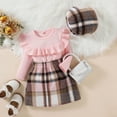 thumbnail image 5 of Otqutp Casual Clothing Sets for Toddler Girls Autumn/Winter Striped Long Sleeve Ruffled Top And Plaid Printed Skirt Girl Fall Outfits Elastic Dresses 2PCS Fall Winter Clothes, 5 of 6