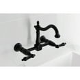 thumbnail image 2 of Kingston Brass KS1260AL Heritage Double-Handle Wall-Mount Bridge Kitchen Faucet, Matte Black, 2 of 7