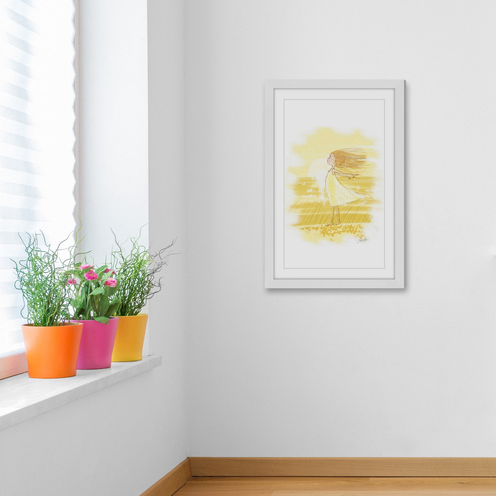 "Wind Girl" Framed Painting Print