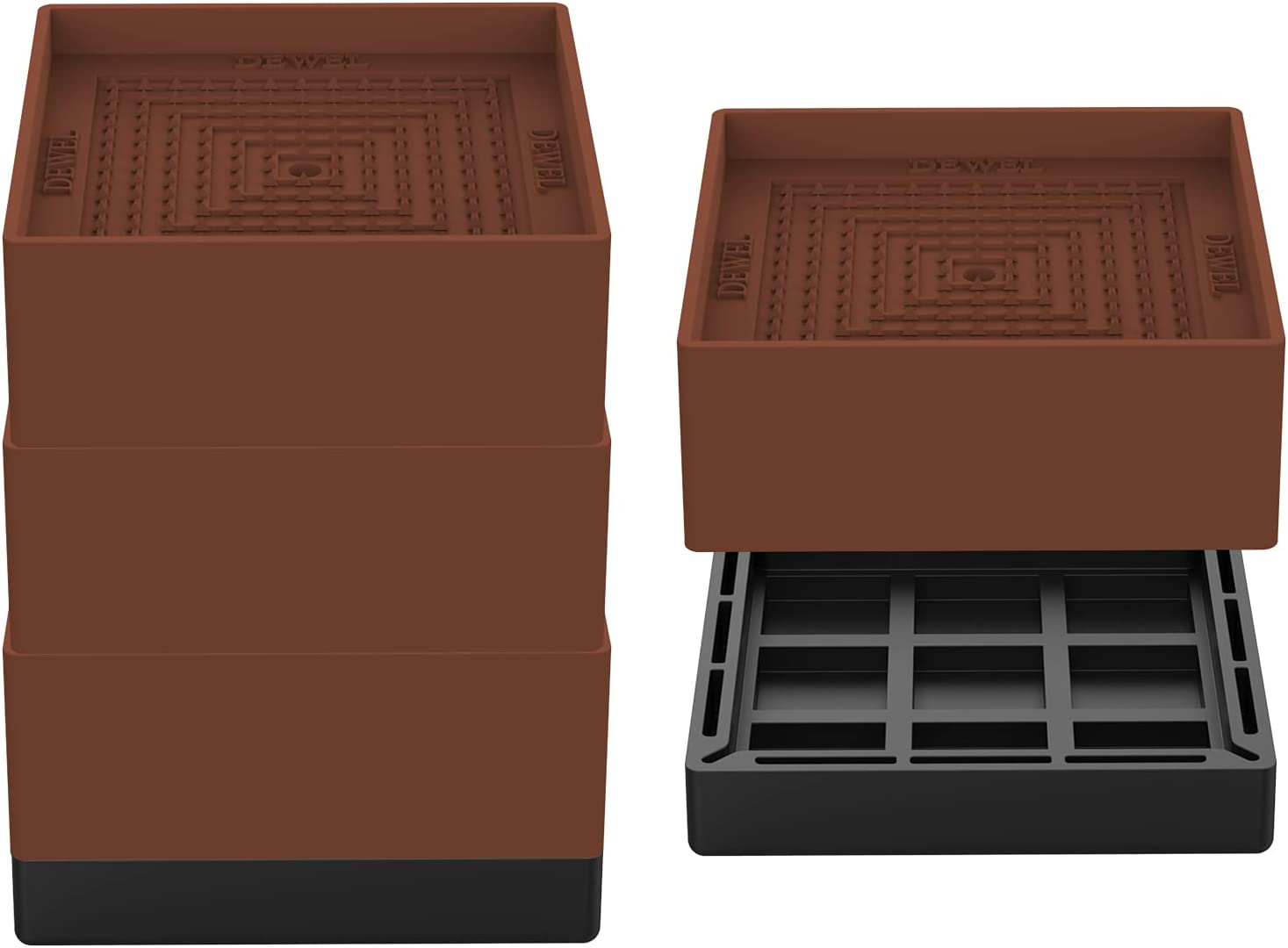 DEWEL Square Bed Risers (4CM Height) Heavy Duty, Extra Tall, 4Pack