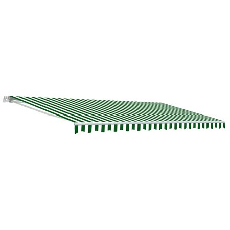 ALEKO Retractable Motorized Patio Awning, 16' x 10', Green and White Stripe