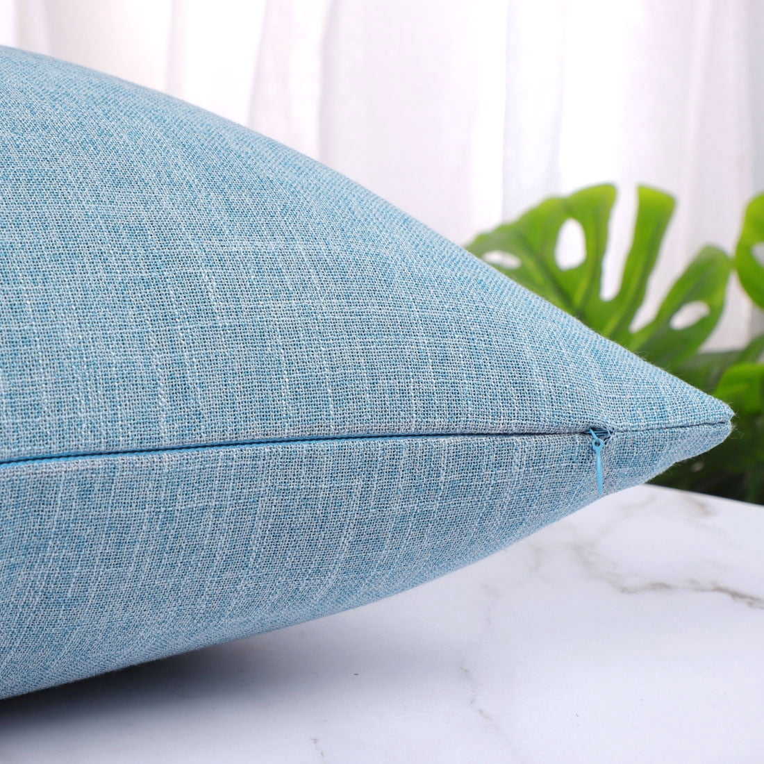 Unique Bargains 2 Pack Cotton Linen Throw Pillow Covers 18" x 18" Blue