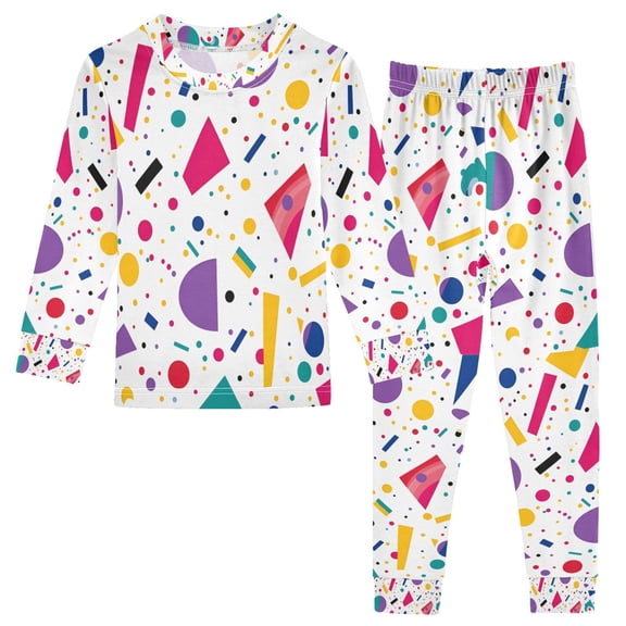 FORMRS Long Sleeve Top and Pants Pajama Set for Niños 2-Piece Sleepwear, Sizes 18M-8Y, Retro Round