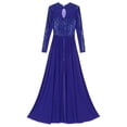 thumbnail image 5 of YiZYiF Womens Sequins Sparkly Ballet Dance Leotard Maxi Dress Long Sleeve Asymmetrical Lyrical Dress Dancewear Royal Blue XXL, 5 of 6