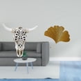 thumbnail image 2 of CoudarTitie Bull Head Wall Sculpture Resin Cow Head Wall Decor Ginkgo Leaf Wrought Iron Wall Ornament Unique Pattern Suitable for Living Room Bedroom Corrid, 2 of 8