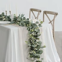 1PC 5.9FT Long Faux Leaves Greenery Artificial Silver Dollar Eucalyptus Garland Green Wedding Arch Swag Backdrop Garland Doorways Table Runner Garland Indoor Outdoor