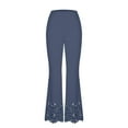 thumbnail image 5 of XFLWAM Womens Lace Crochet Flare Pants Casual High Waisted Business Dress Suit Pants Hollow Out Yoga Pants Leggings Wide Leg Trousers Light Blue L, 5 of 7