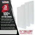 thumbnail image 2 of U.S. Art Supply 10" x 20" Gallery Depth 1-1/2" Profile Stretched Canvas 3-Pack - Acrylic Gesso Triple Primed 12-ounce 100% Cotton Acid-Free Back Stapled, 2 of 8