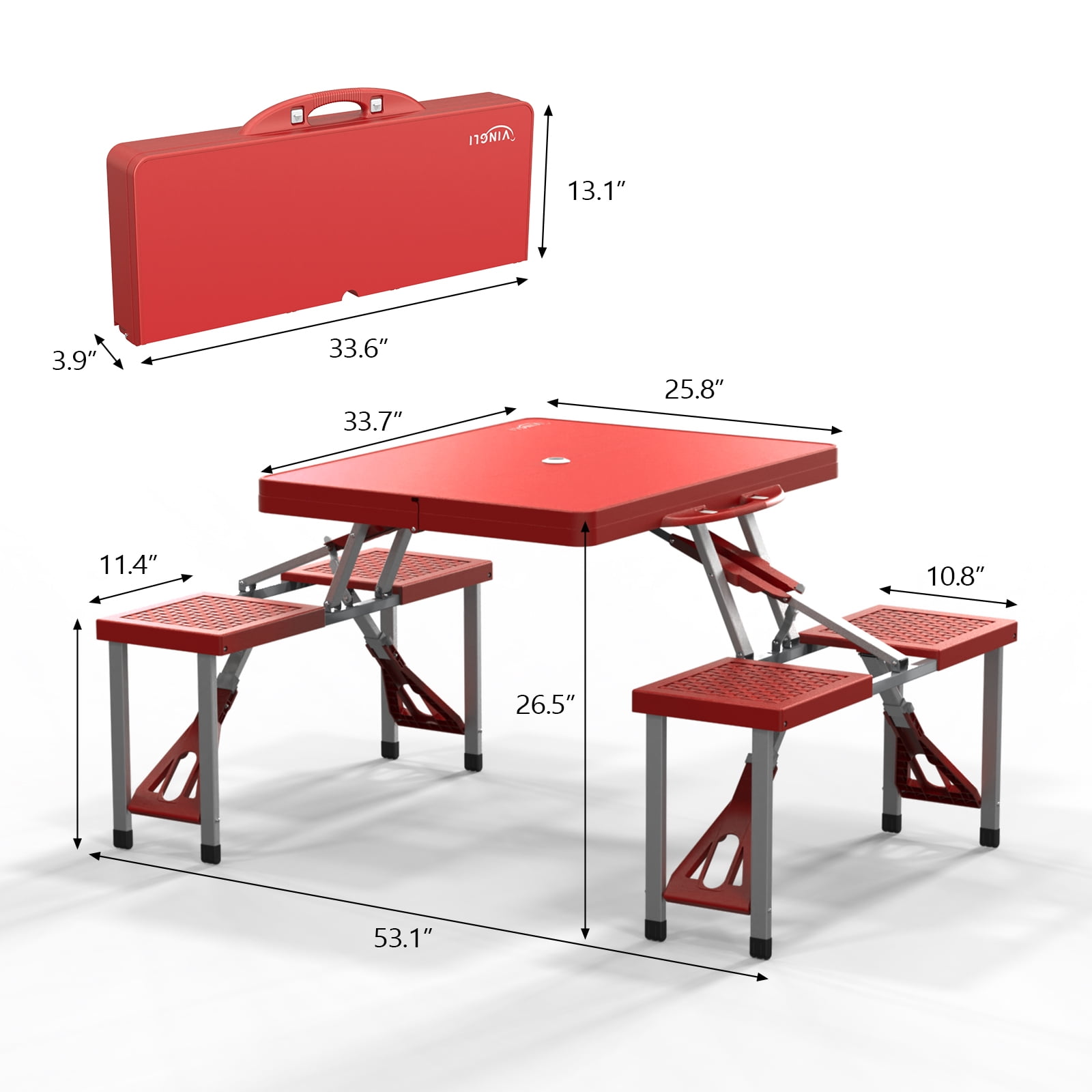 Ktaxon Portable Foldable Camping Picnic Table with 4 Chairs