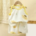 thumbnail image 2 of XZNPDUCQ Toddler Girls Clothes Outfits Kid Summer Hawaiian Print T-Shirt + Elastic Shorts Clothes Cartoon Print kids For 6 12 18 24 Months 2T 3T 4T 5T Dailywear Yellow，3-4 Years, 2 of 3