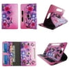 "Flower Butterfly Pink tablet case 7 inch for Toshiba Encore Mini 7"" 7inch android tablet cases 360 rotating slim folio stand protector pu leather cover travel e-reader cash slots"
