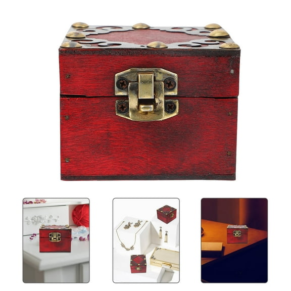 WHAMVOX Mini Wooden Jewelry Box Small Elegant Storage Case for Earrings, , and Accessories