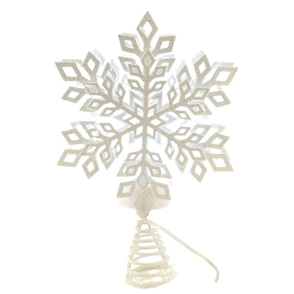 Roman 160252 LED Snowflake Tree Top with Timer, White Light, Plug-in, 12-inch Height, Metal, White