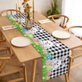 thumbnail image 3 of Bunny Easter Table Runner 70 Inches Long Farmhouse Dress Scarves, Spring Floral Eggs Black White Plaid Dining Tablerunner for Coffee Table/Kitchen Island/Party Décor, 13" x 70", 3 of 8