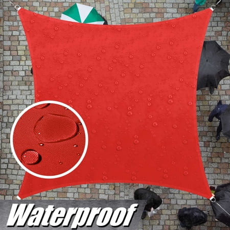 ColourTree 100% BLOCKAGE Waterproof 9.5 x 9.5 Sun Shade Sail Canopy ?Square Red - Commercial Standard Heavy Duty - 220 GSM - 4 Years Warranty