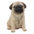 thumbnail image 3 of Ebros Lifelike Sitting Pug Dog Statue 6" Tall Pet Pal Figurine with Glass Eyes, 3 of 8