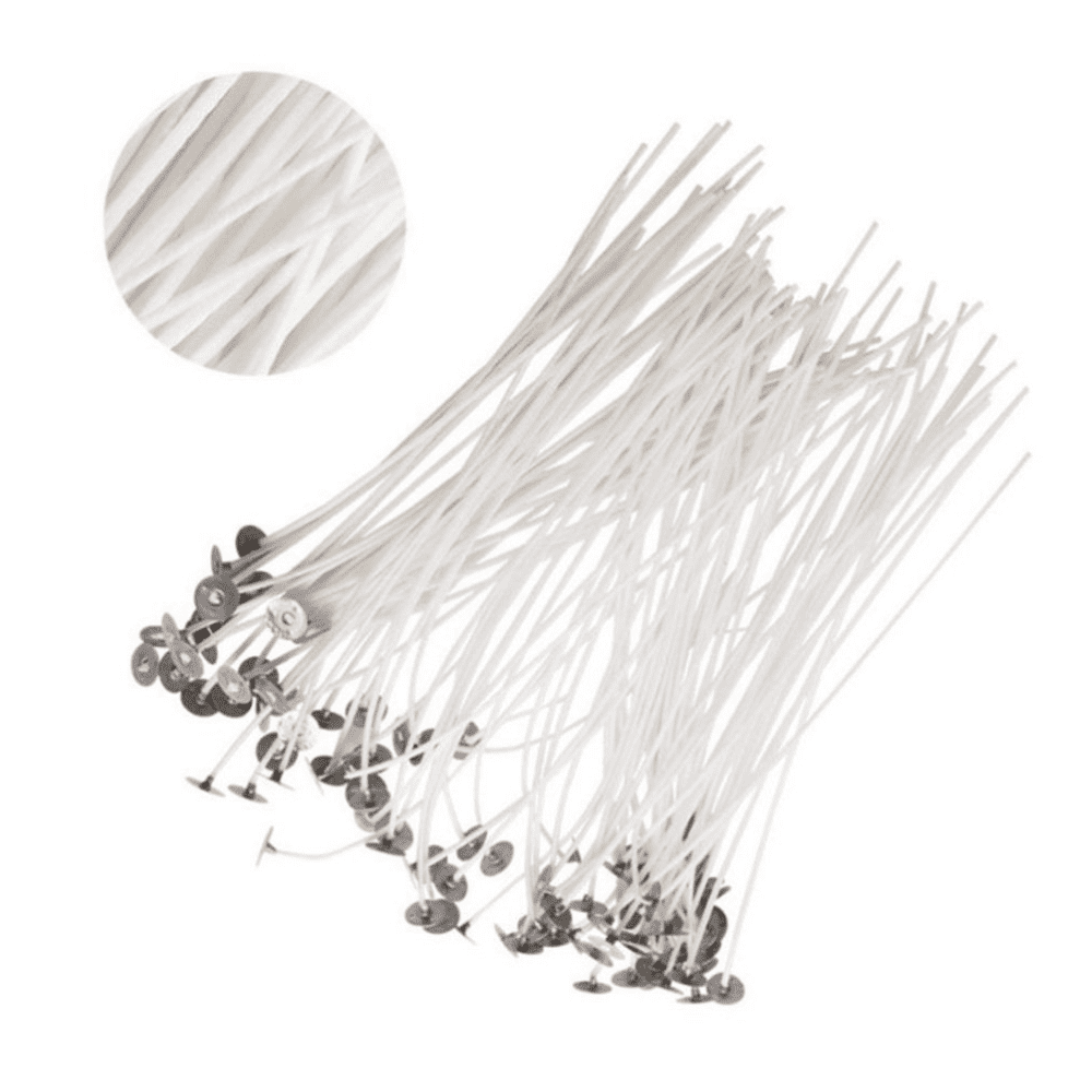 100Pcs 6" Candle Wicks Pre Waxed w/ Sustainer Cotton Core DIY Low Smoke