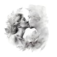 thumbnail image 3 of Adhesivos de pared con beso romántico de pareja, blanco y negro, 30 x 30 cm, 3 of 4