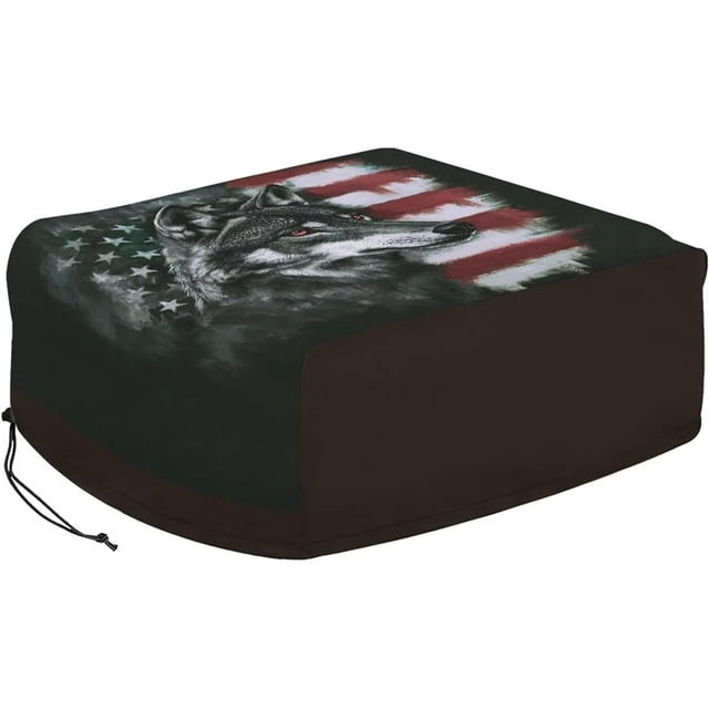 American Flag Wolf RV Air Conditioner Cover Outdoor,Outside AC Cover Dust-proof Waterproof AC Cover AC Protection Cover All-Season Protection