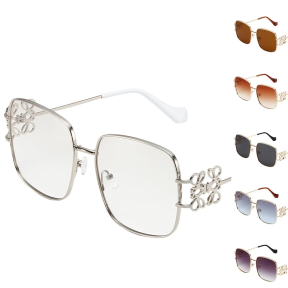 Miorin Under $5 Sun Glasses UV Protection Retro Fashion 90s Small Square Shades Vintage Y2K White Frame Clear Lens Sunglasses
