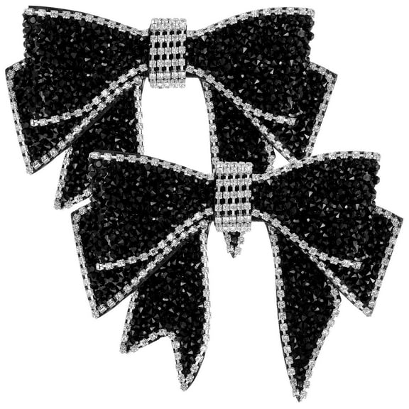HOMEMAXS Black Rhinestone Bow Knot Shoe Decoration for DIY Fashion Party Accessories 1 Pair