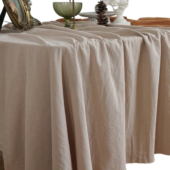 Textured Cotton Linen Tablecloth Vintage Design Rectangular Table Cover Stain for Farmhouses Dining Party