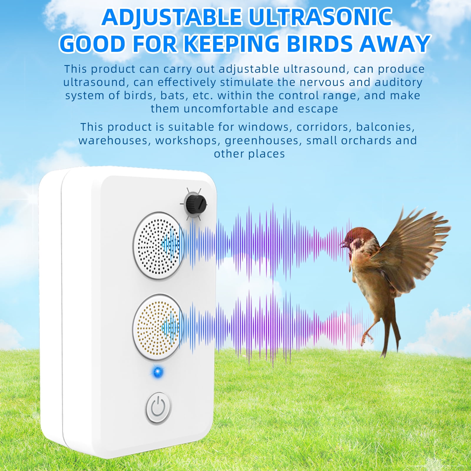 JahyElec 2 Pack Ultrasonic Bat Repellent Devices for Attic Porch House,Rechargeable Bats Exclusion Device for Indoor Outdoor Use Adjustable Bat Deterrent System Friendly to Human and Pet