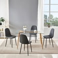 thumbnail image 2 of INO Design 5 Piece Mid Century Clear Glass Dining Table Furniture Set for 4, Fabric Chairs with Metal Leg (Grey), 2 of 6